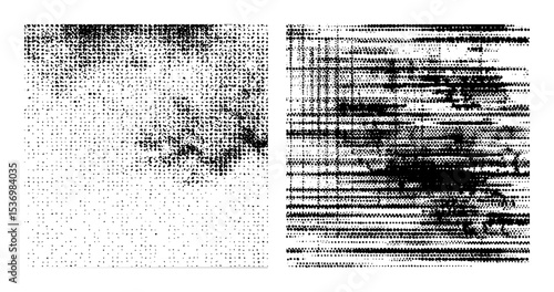 Vector Abstract portrait composed of scattered dots and linear elements.