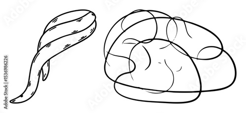 Vector Stylized turban and curved blade in black lines.