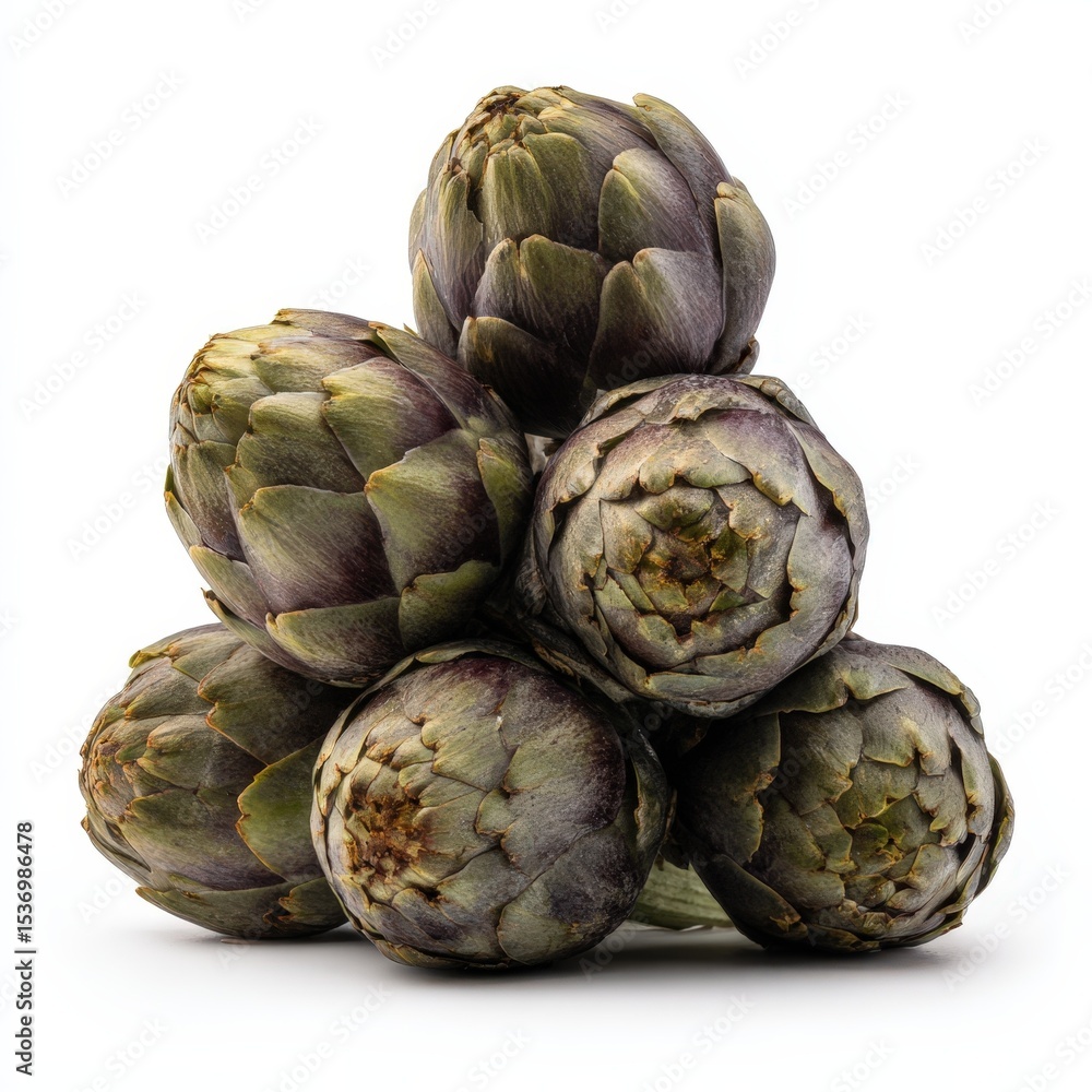 Obraz premium Fresh Artichokes Close up A Pile of Organic Healthy Vegetables Ready for Cooking