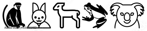 Vector Stylized animal depict a thief rabbit dog frog and koala.