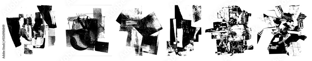 Obraz premium Vector Abstract geometric shapes create a dynamic fragmented composition.