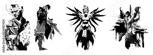 Vector Dramatic fantasy characters showcase intricate vector designs.