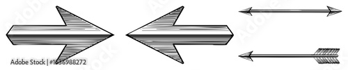 Vector Four distinct arrows including diverging and opposing designs are presented as illustrations.