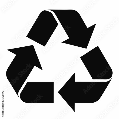 Recycle symbol icon. Recycle icon on black.