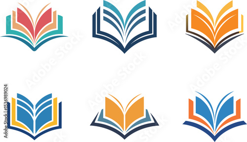 Colorful Book Logo Designs Perfect for Education Branding Identity and Company Symbols