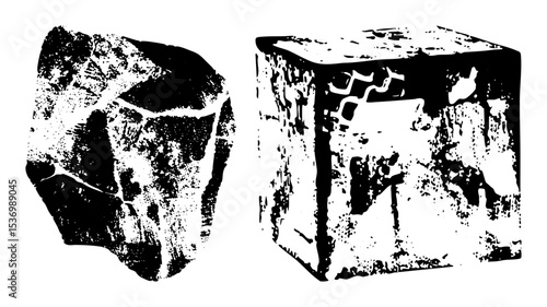 Vector Abstract ice blocks with rough texture.