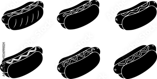 Stylized hot dog silhouette with steam representing freshly prepared and delicious food
