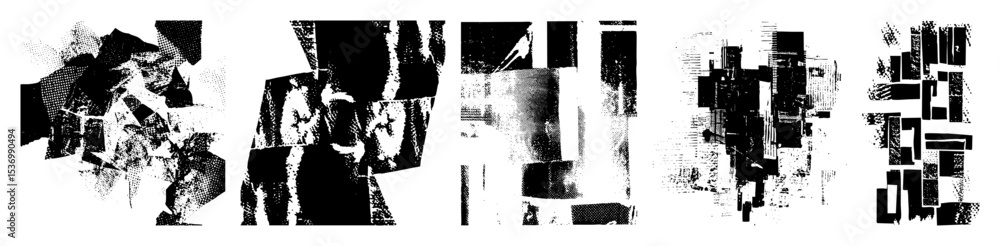 Vector Abstract fragmented shapes create a dynamic monochrome composition. Vector Abstract fragmented shapes create a dynamic monochrome composition.