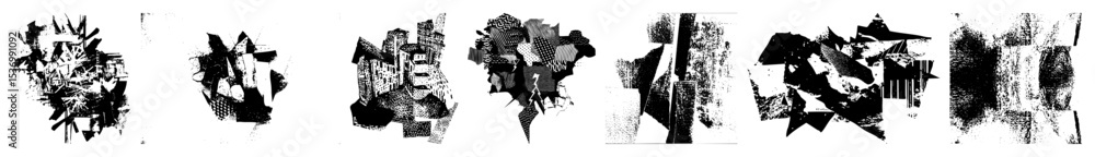 Obraz premium Vector Abstract fragmented brushstrokes create a dynamic textured composition.