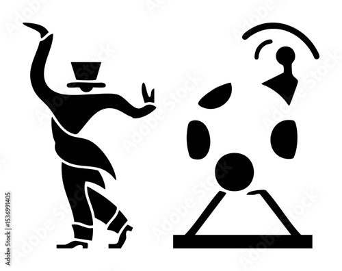 Vector Circus performers a ringmaster and a juggler showcase entertainment artistry.
