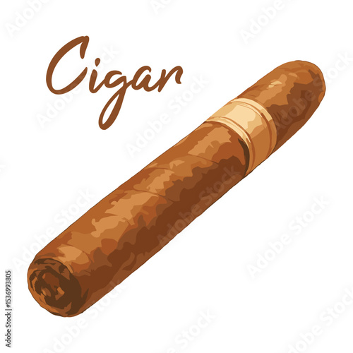 cigar in watercolor illustration style, isolated vector on white background