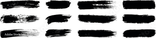 Brush strokes, black ink lines, Paintbrush, Big collection of grunge black paint, ink brush strokes. Dirty texture banners. Set of rectrangle shape brush strokes. Painted rectangles and long strokes 