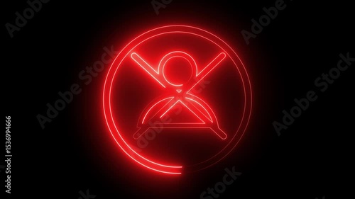 glowing neon User Profile Icon with Verification Tick,White User and tcross nMark on Black Backgrod.