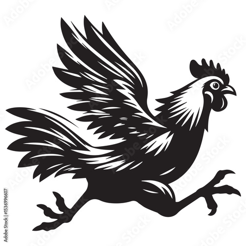 chicken running mood Silhouette clipart, Chicken Domestic animals vector, Chicken Animals Lover Gifts design sublimation
