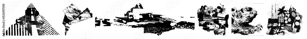 Obraz premium Vector Abstract cityscape features fragmented architectural forms.