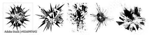 Vector Dynamic explosion bursts with jagged abstract vector shards.