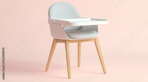 armchair, furniture, wooden chair, baby chair, children's chair, modern design, minimalist style, pastel colors, comfortable, cozy, 3d render, photorealistic
