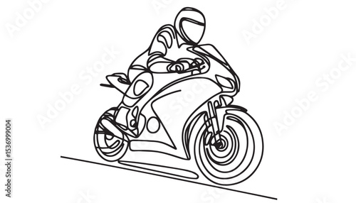 Continuous one single minimal line drawing motorcycle