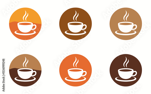 Six Minimalist Coffee Cup Icons A Set of Versatile Vector Illustrations for Design Projects