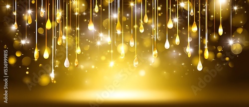 Golden drops, glittering background