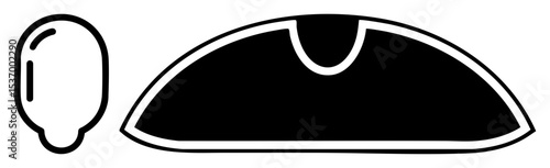 Vector Pirate hat and cutlass in black and white.