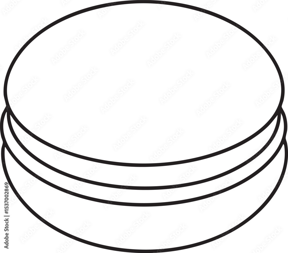 Simple Outline of a Stacked Pancake or Macaron Cookie Dessert Isolated on a White Background This Simple Outline of a Stacked Pancake or Macaron Cookie Dessert Isolated on a White Background This