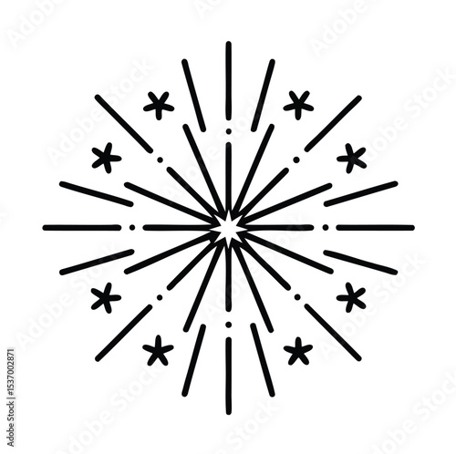 Firework Outline Icon – Minimalist Celebration Symbol on White Background
