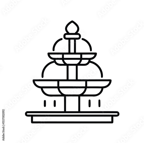 Fountain Icon – Minimalist Outline Vector on White Background
