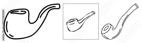 Vector Elegant smoking pipe illustrations in minimalist vector style.