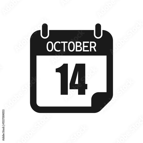 Vector icon page day calendar - 14 October month