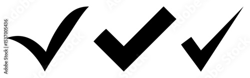 Vector Three Black Check Mark Representing Completion and Approval