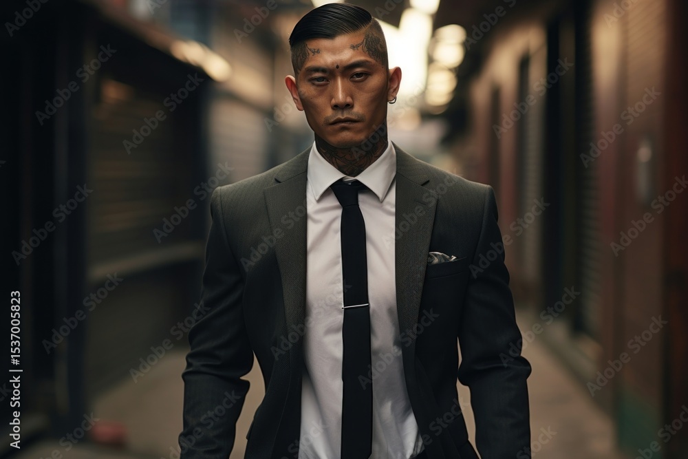 Fototapeta premium Korean mafia male portrait adult photo.