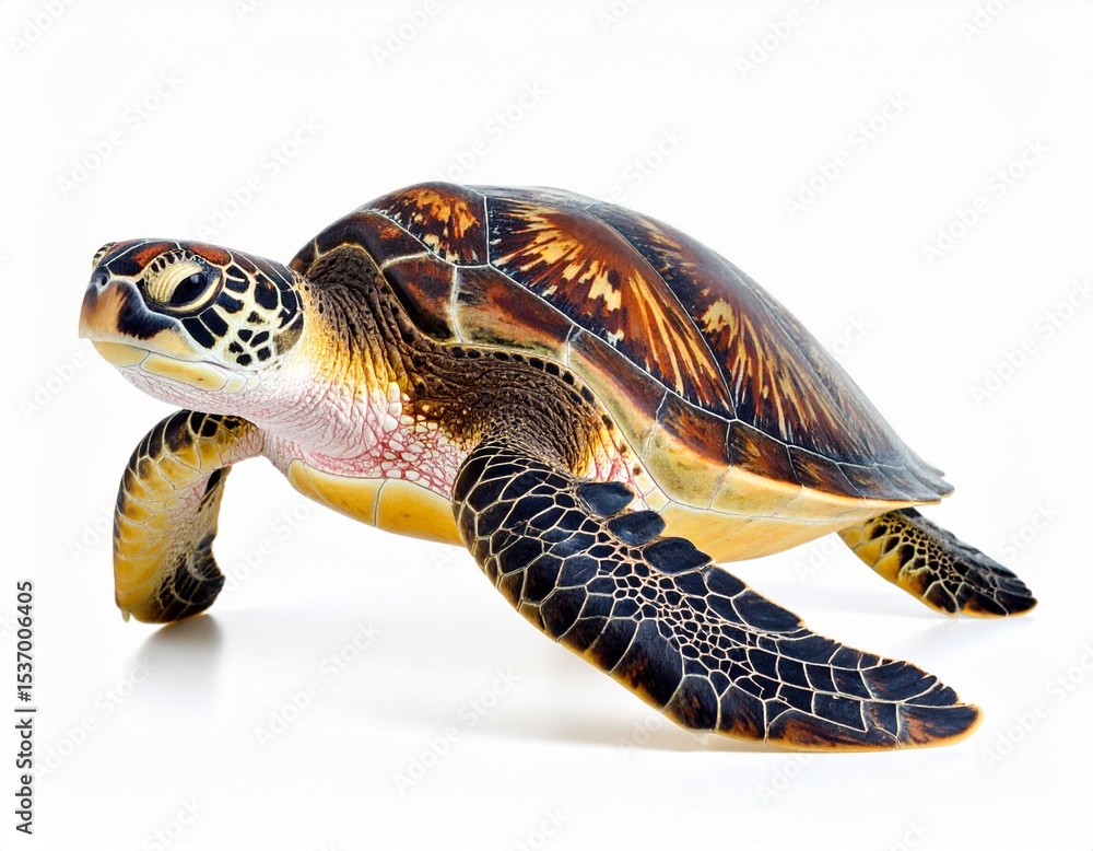 Obraz premium Retrato de estudio de tortuga marina sobre fondo blanco