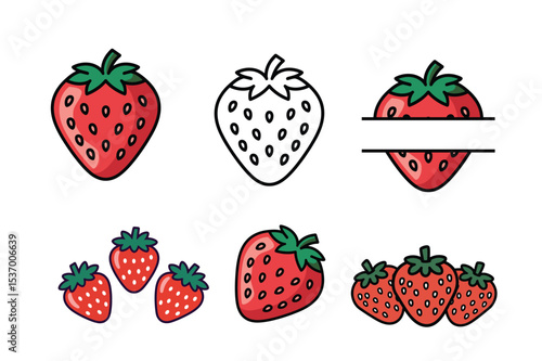 Hand Drawn Strawberry Clipart Set
