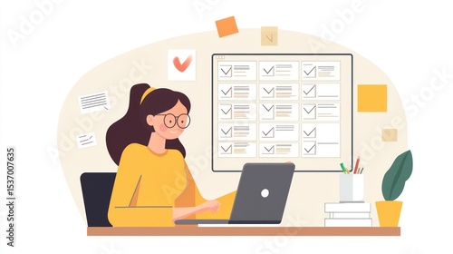 focused worker completing open tasks and confirming all pending items are resolved before leaving