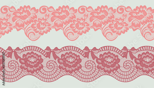 Large floral red lace trim, available in two variations.