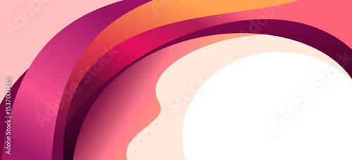 Abstract minimal red pink yellow wave background, wavy fluid flow curve shape pattern, futuristic technology concept using ribbons concept