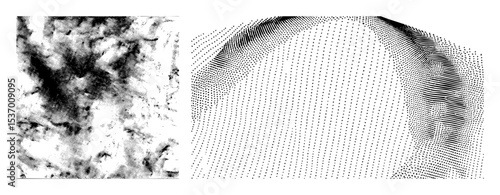 Vector Abstract cloud and geometric head .