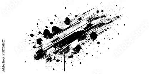 Vector modern black for brush stroke banner with ink splash