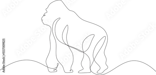 Gorilla Line art vector illustration. Continuous one single minimal line drawing Gorilla