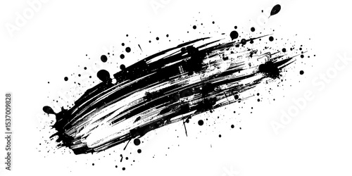 Vector modern black for stroke of watercolor paint brush isolated on white