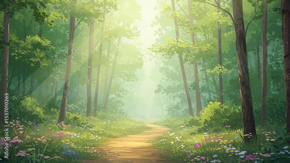 Fototapeta premium The Path Where Spring, Summer, Autumn, and Winter Stayed