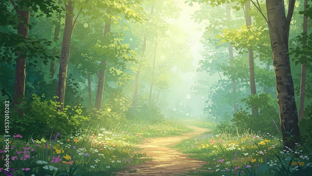 Obraz premium The Path Where Spring, Summer, Autumn, and Winter Stayed