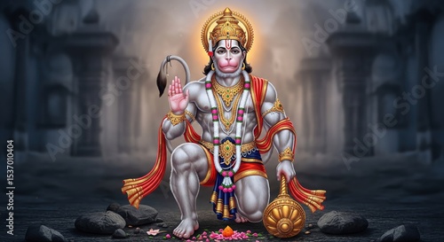 Lord Hanuman Ji 4K HD Desktop Wallpaper | Hanuman Ji Divine Animated Background 16:9 | Hanuman Jayanti Spiritual Wallpaper for PC