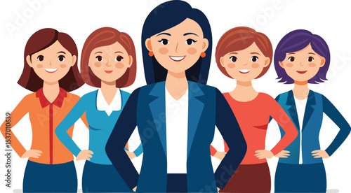 Beautiful brunette woman in a business suit. Vector illustration.