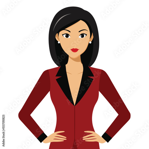 Beautiful brunette woman in a business suit. Vector illustration.