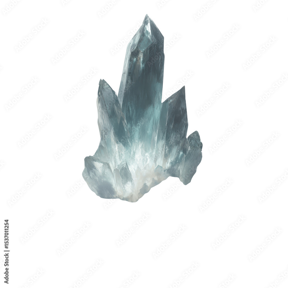 Obraz premium Stunning Blue Crystal Cluster, Isolated on White Transparent background