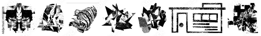 Obraz premium Vector Abstract geometric shapes create a dynamic fragmented composition.