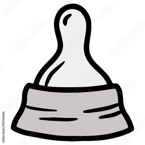 Hand drawn vector illustration of a bottle nipple, grey color