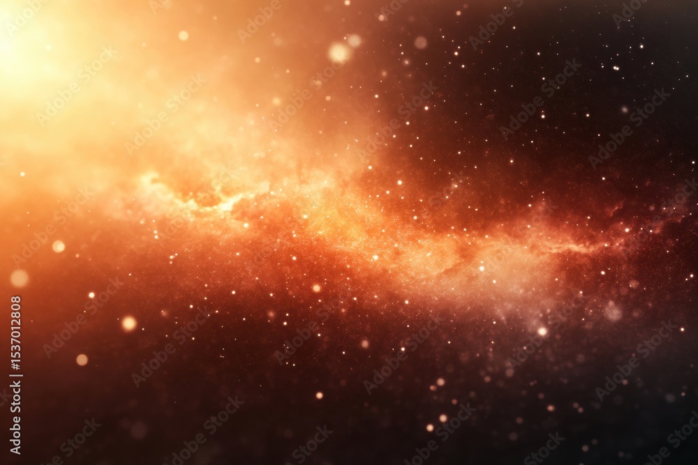 Naklejka premium A bright orange galaxy with a lot of stars and a dark background